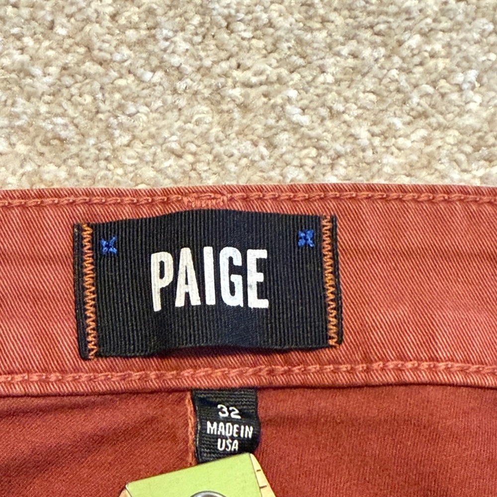 PAIGE Normandie Pants Men 30 Slim Straight Leg Made in USA Rust Burnt Orange - Picture 3 of 11